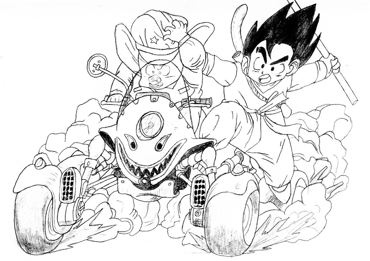 Wallpapers Art - Pencil Manga - Dragon Ball Z Goku + Olong sur buggy