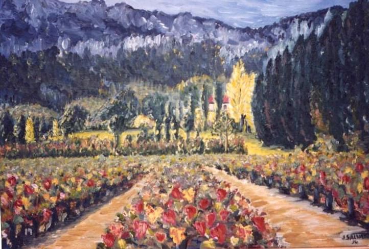 Wallpapers Art - Painting Impressionist Vignes rouges  d'automne