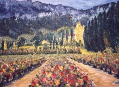 Fonds d'cran Art - Peinture Vignes rouges  d'automne