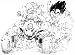 Fonds d'cran Art - Crayon Goku + Olong sur buggy