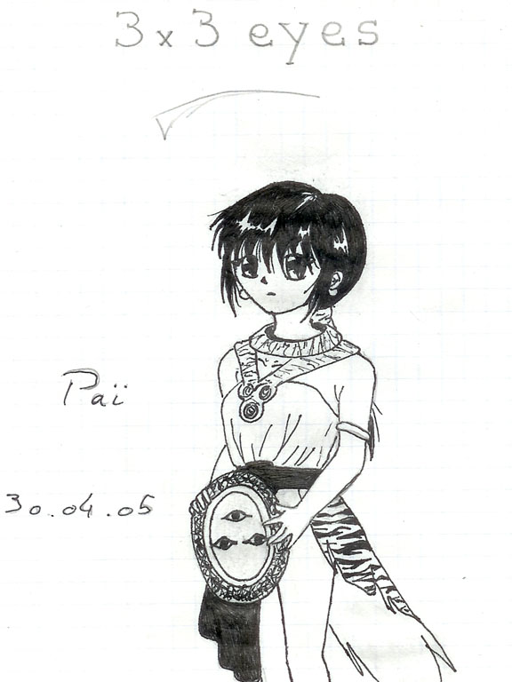 Fonds d'cran Art - Crayon Manga - 3X3 eyes Pa la Sanjiyan