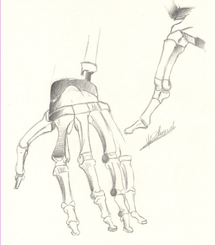 Wallpapers Art - Pencil Hands, feet, skeletons Etude 2