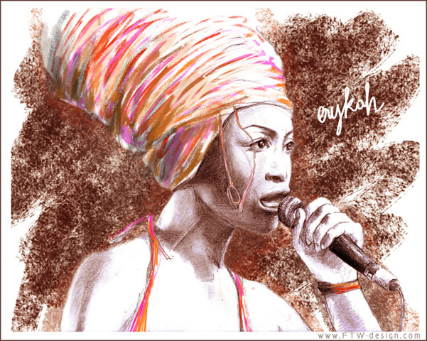 Fonds d'cran Art - Crayon Musique Erykah Badu