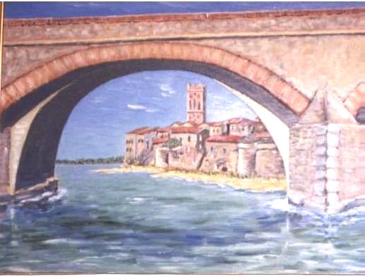 Fonds d'cran Art - Peinture Impressionniste le vieux pont de Rivesaltes