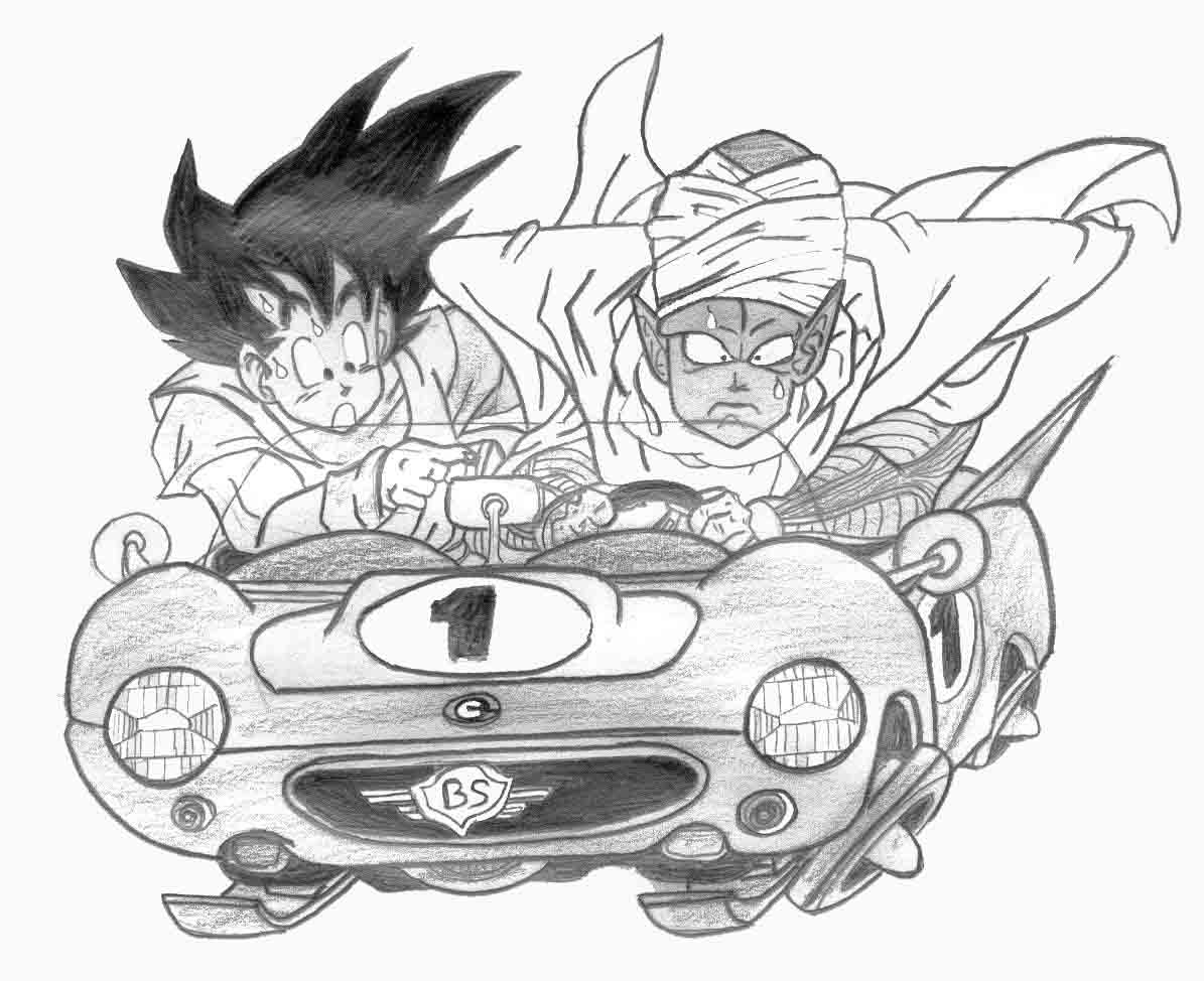 Wallpapers Art - Pencil Manga - Dragon Ball Z Goku et piccolo en voiture