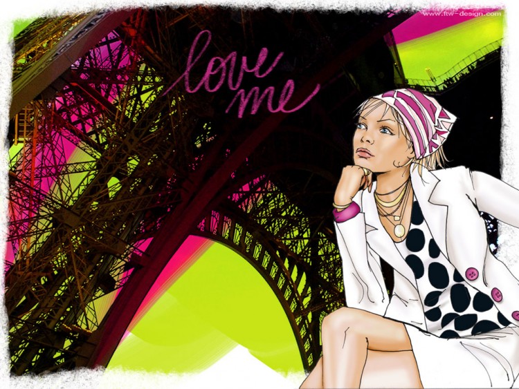 Wallpapers Digital Art Women - Femininity Love Me Paris Wallpaper