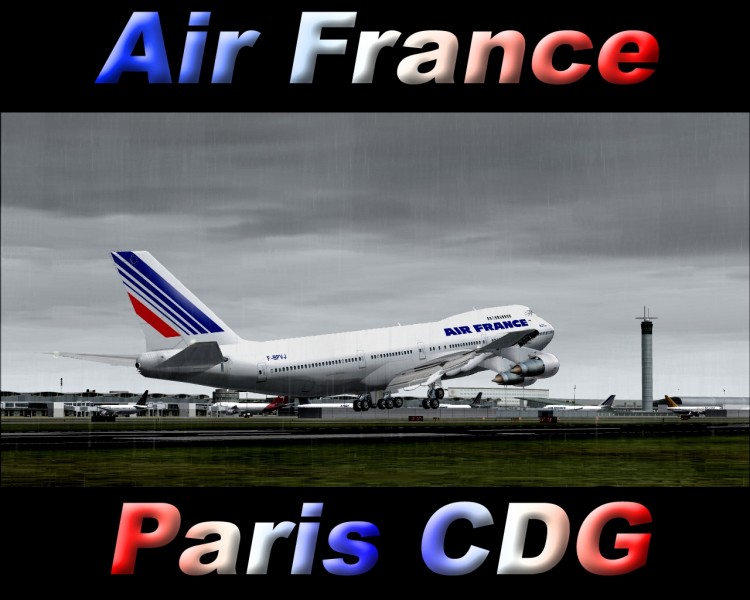 Fonds d'cran Jeux Vido Flight Simulator 747-200 landing Paris CDG