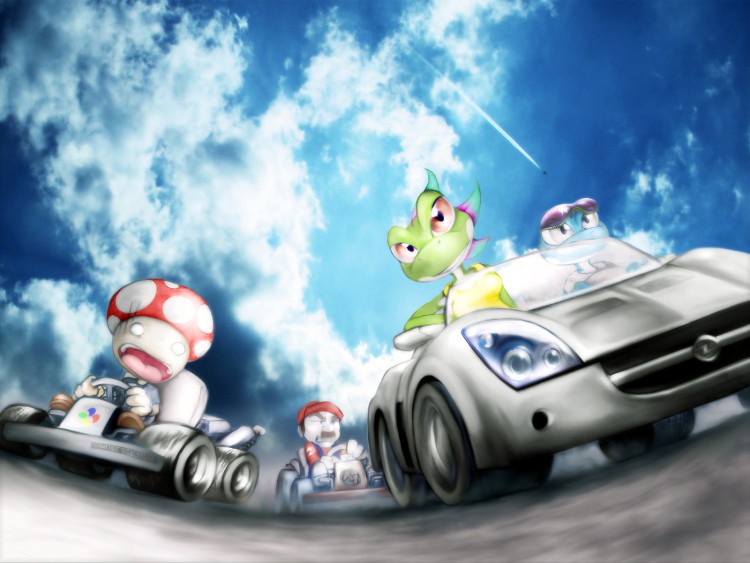 Fonds d'cran Jeux Vido Nintendo ZuberMariokart Versus Need For Speed