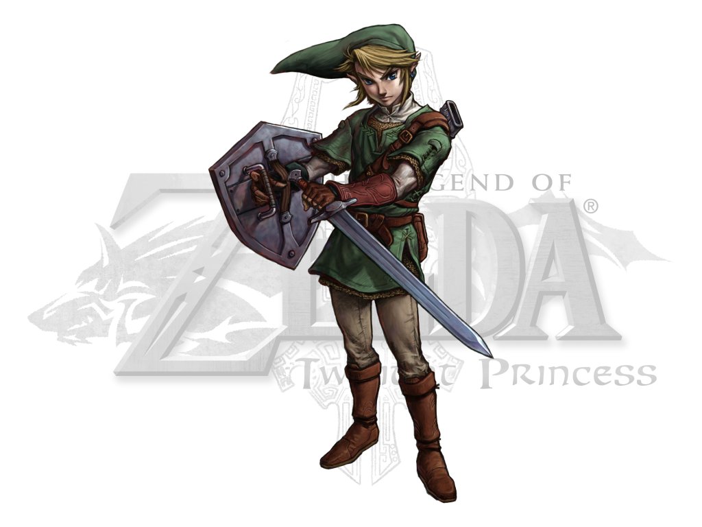 Fonds d'cran Jeux Vido The Legend of Zelda - Twilight Princess Link sur logo Zelda Twilight Princess