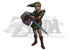 Fonds d'cran Jeux Vido Link sur logo Zelda Twilight Princess