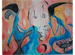 Fonds d'cran Art - Peinture dames bleues