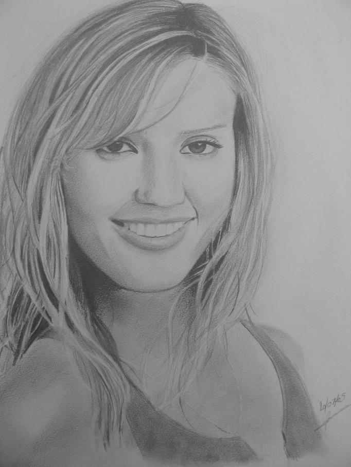 Wallpapers Art - Pencil Portraits Jessica Alba