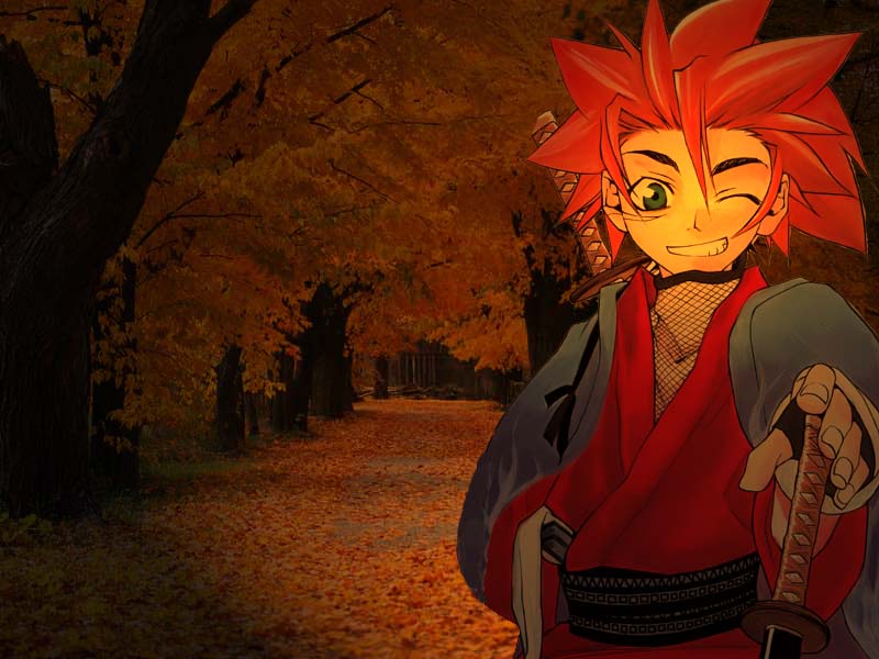 Wallpapers Manga Peace Maker Kurogane tetsu sous les feuilles