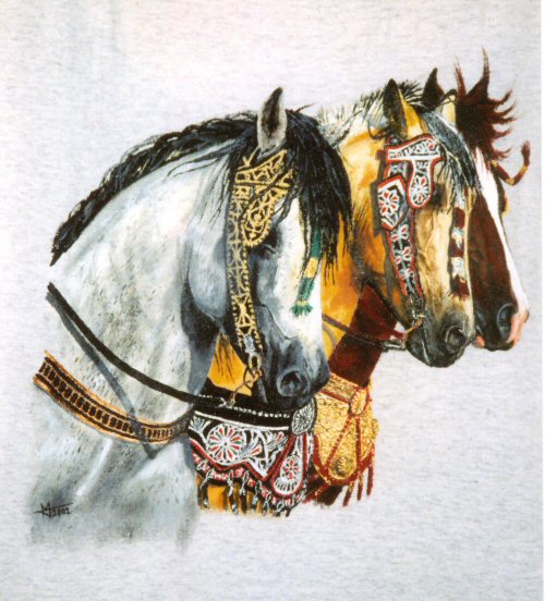 Fonds d'cran Art - Peinture Animaux Chevaux de fantasia