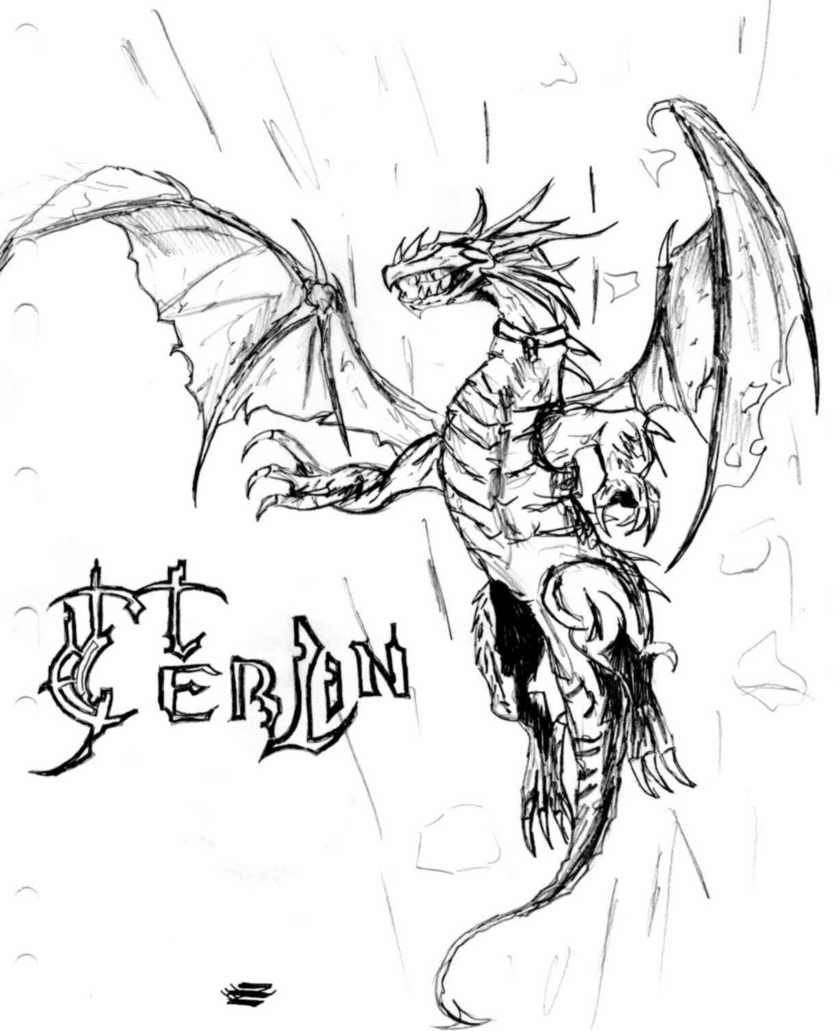 Fonds d'cran Art - Crayon Fantasy - Dragons Le dragon de Merlin