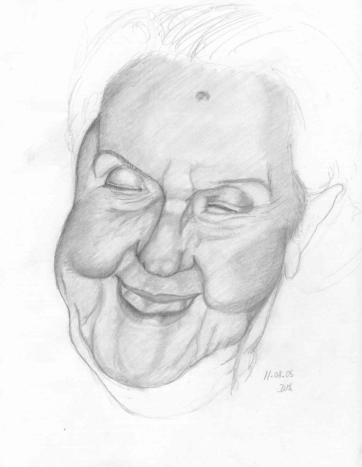 Fonds d'cran Art - Crayon Portraits ma mamie sourire (91 ans)