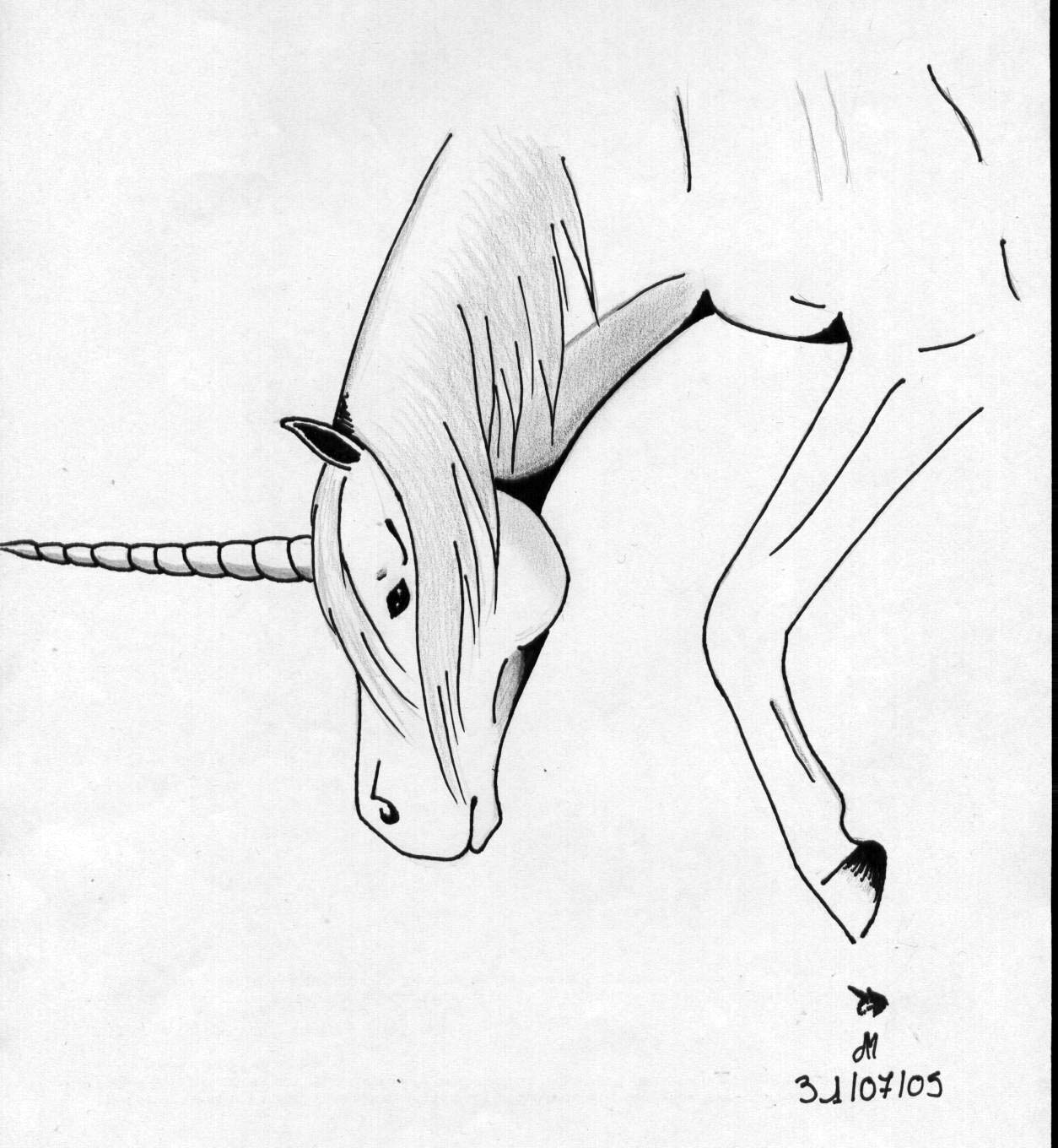 Fonds d'cran Art - Crayon Animaux - Chevaux Licorne