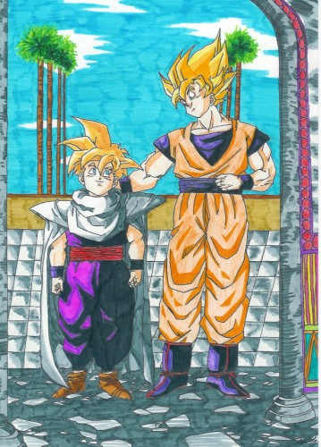 Fonds d'cran Art - Crayon Manga - Dragon Ball Z gohan  et goku