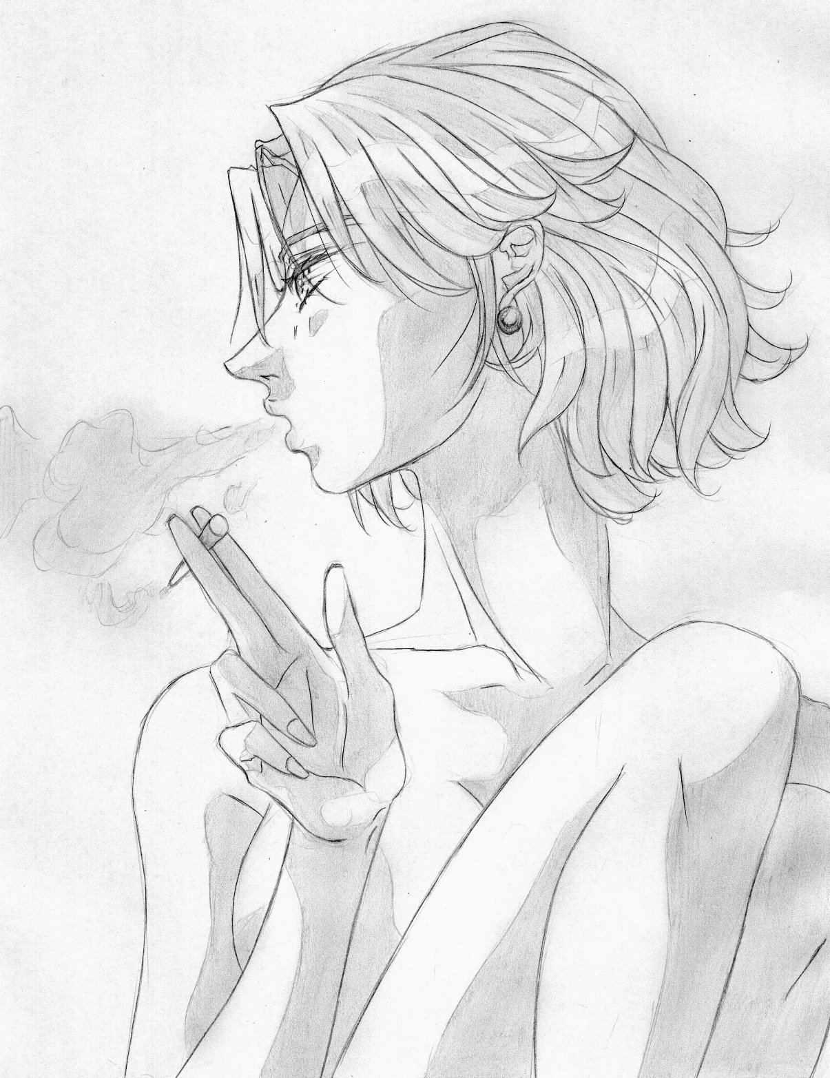 Wallpapers Art - Pencil Manga - Characters cigarette