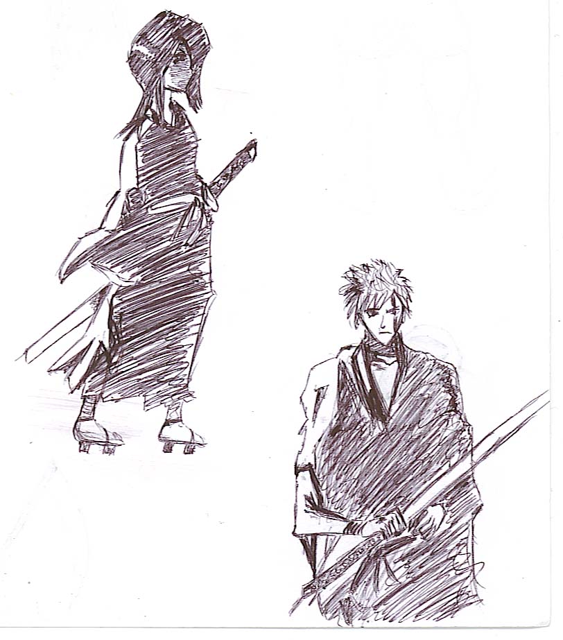 Wallpapers Art - Pencil Manga - Bleach rukia et ichigo