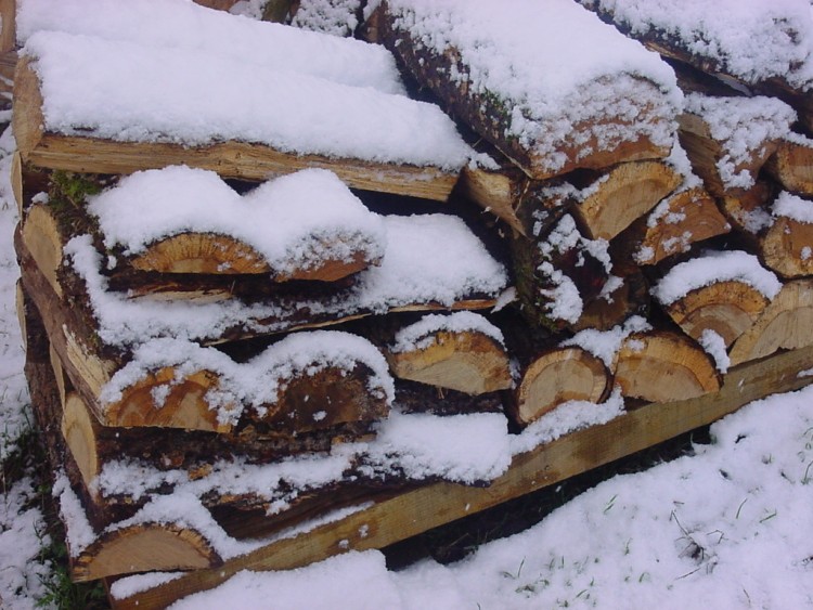 Fonds d'cran Nature Saisons - Hiver tas de bois