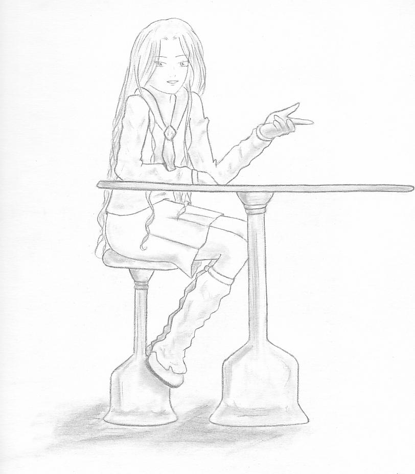 Fonds d'cran Art - Crayon Manga - Personnages Fille  table