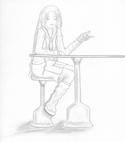 Fonds d'cran Art - Crayon Manga - Personnages Fille  table