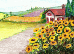 Fonds d'cran Art - Crayon les tournesols