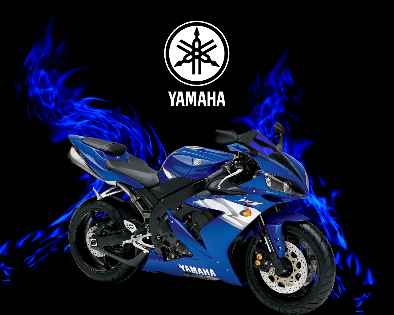 Wallpapers Motorbikes Yamaha yamaha r1 fire bleu