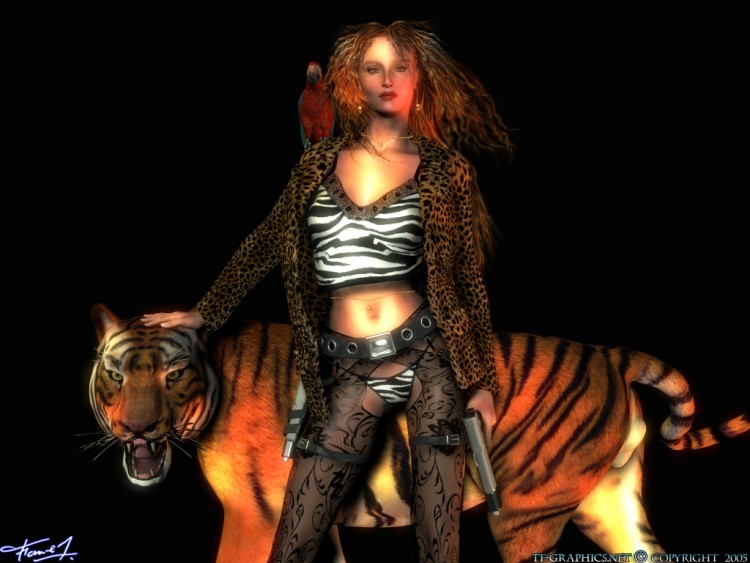 Fonds d'cran Art - Numrique 3D - Poser Tigress girl