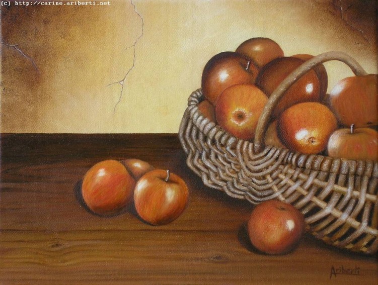 Fonds d'cran Art - Peinture Natures Mortes Pannier de pommes