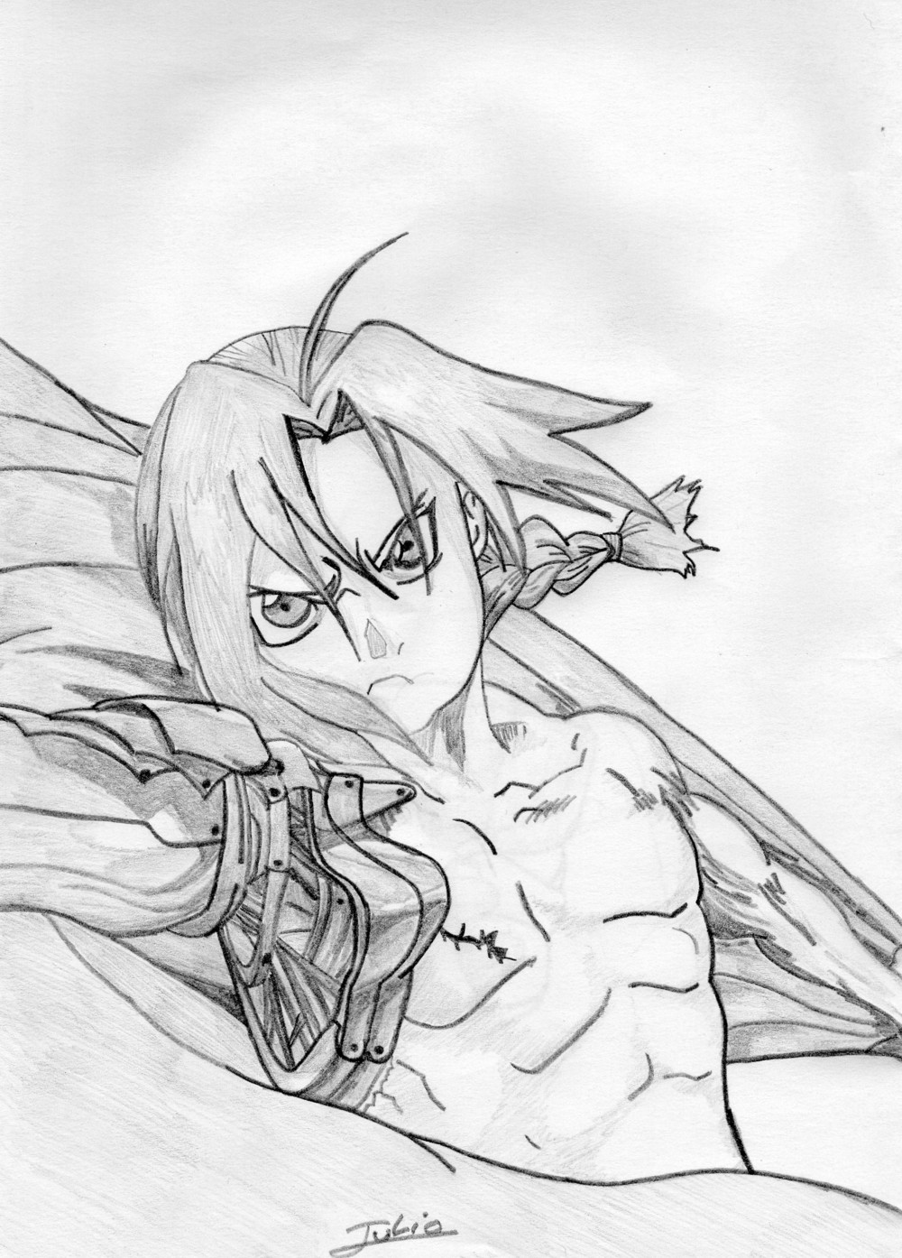 Fonds d'cran Art - Crayon Manga - Fullmetal Alchemist Ed enlevant sa cape