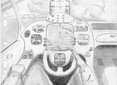Fonds d'cran Art - Crayon c le cockpit de la skycar