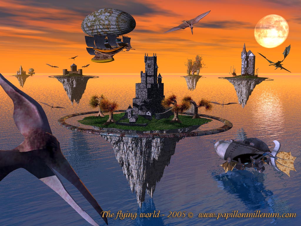 Fonds d'cran Art - Numrique 3D - Vue D'esprit The flying world