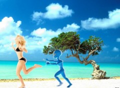 Wallpapers Humor alien beach