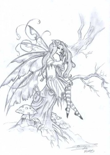 Wallpapers Art - Pencil Fantasy - Fairies Wallpaper N120215