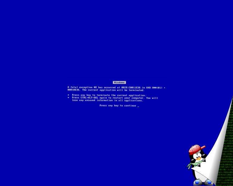 Fonds d'cran Informatique Linux Blue screen vs Tux