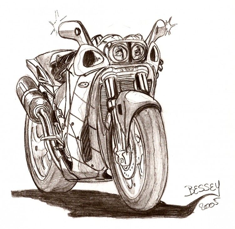 Fonds d'cran Art - Crayon Voitures et Motos moto modifi