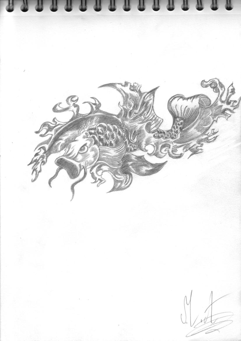 Wallpapers Art - Pencil Tattoos carpe japonaise