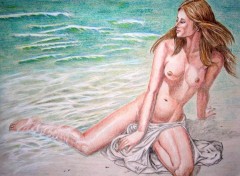 Fonds d'cran Erotic Art Nue  la plage