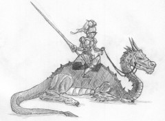 Fonds d'cran Art - Crayon dragon,cavalier