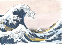 Fonds d'cran Art - Peinture La Grande Vague d'aprs Hokusa