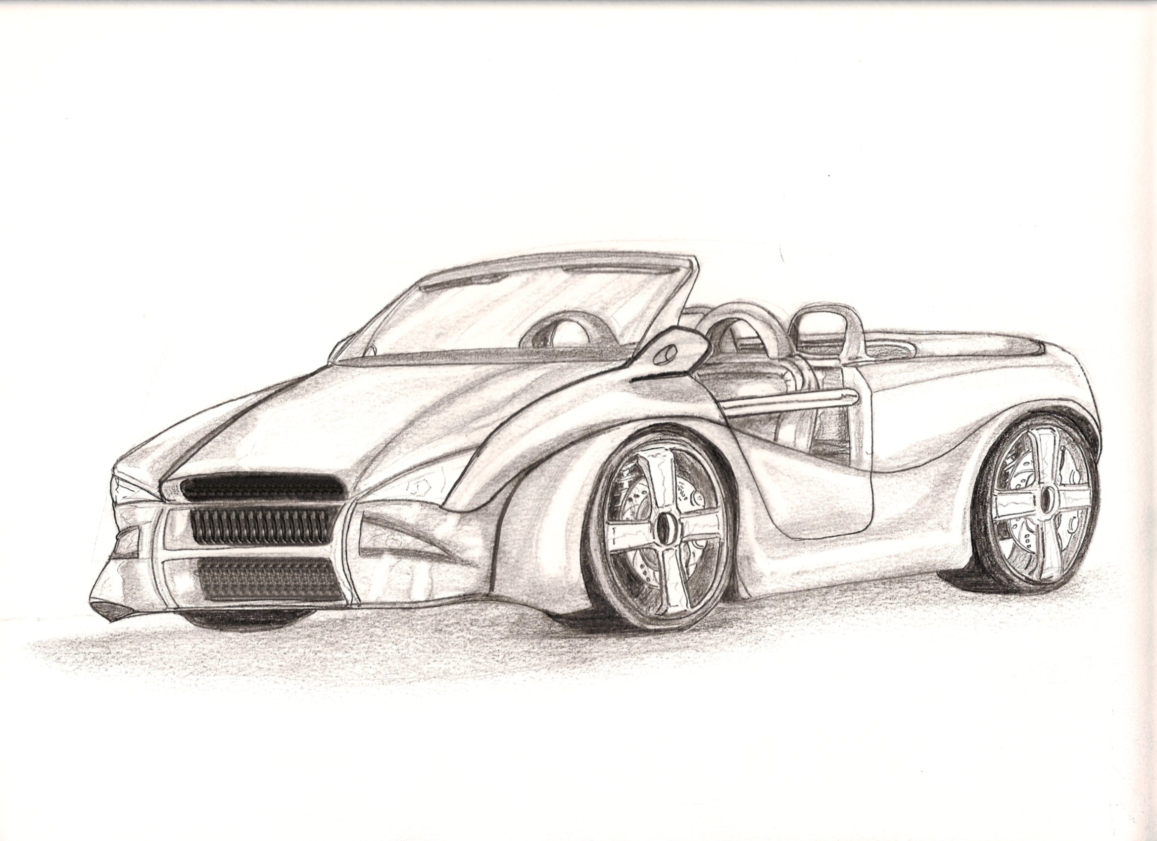 Wallpapers Art - Pencil Cars and motorbikes Cabriolet maison.