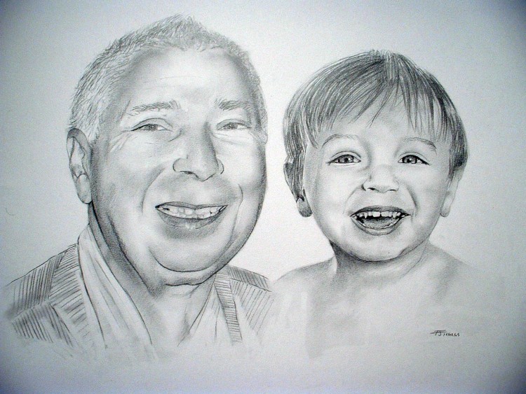 Fonds d'cran Art - Crayon Portraits papi et ptit fils