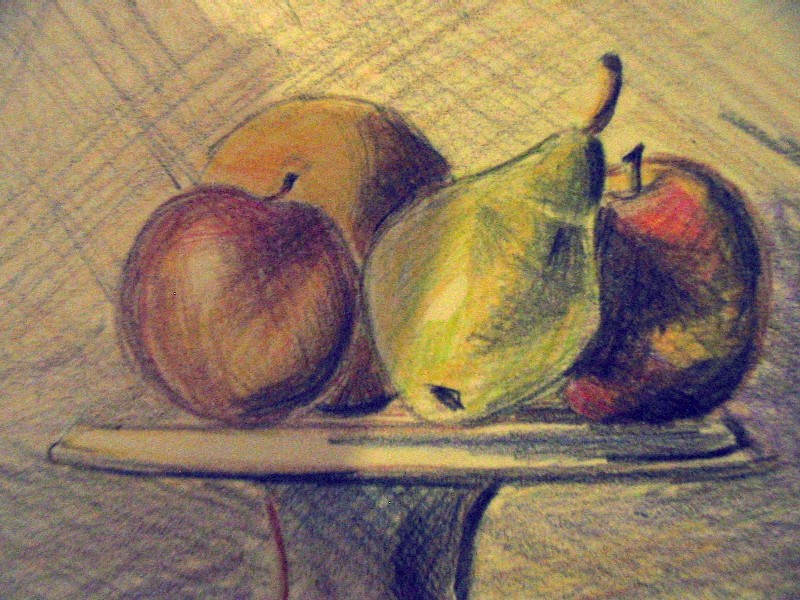 Fonds d'cran Art - Crayon Natures mortes Coupe de fruits/dtails