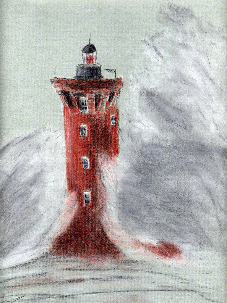 Fonds d'cran Art - Crayon Marine et port de pche Phare du four