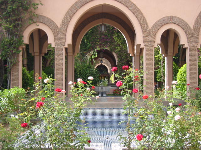 Fonds d'cran Voyages : Afrique Maroc Maroc - Jardin intrieur dans la palmeraie de Marrakech