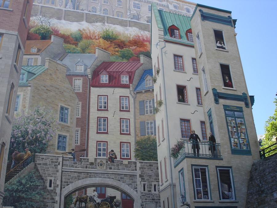 Wallpapers Constructions and architecture Decoration fresque en trompe l'oeil.  ( quebec  )