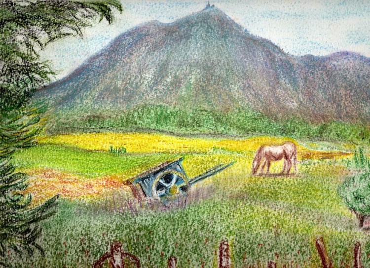 Fonds d'cran Art - Crayon Paysages Le volcan endormi