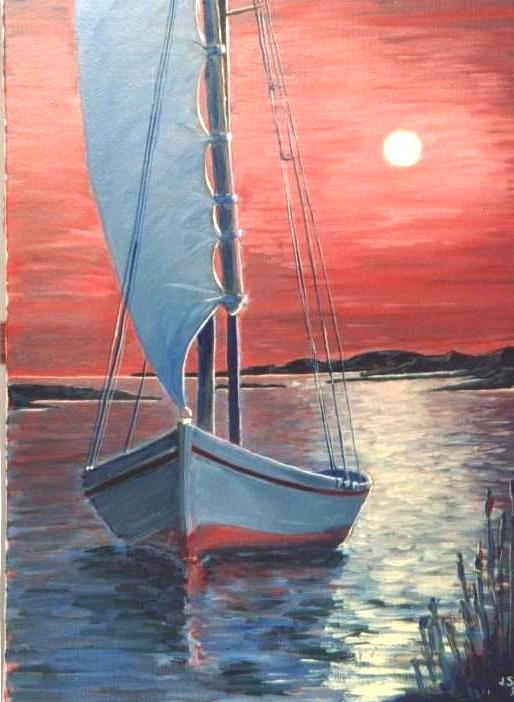 Fonds d'cran Art - Peinture Marine et port de pche dormante